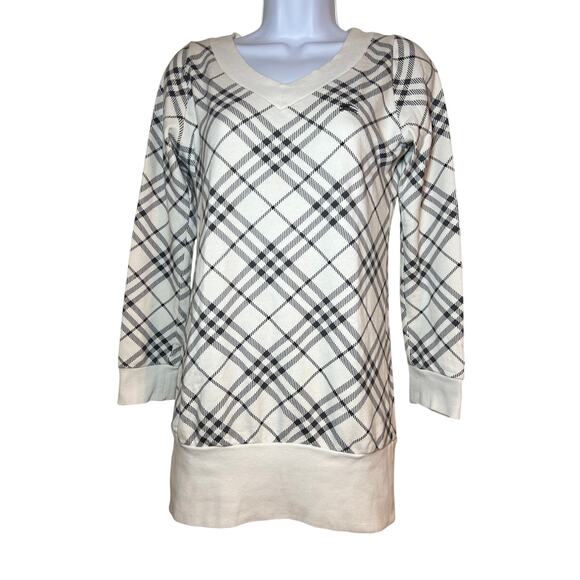 Burberry Cotton Tunic In Cream and Dark Gray/Black Nova Check Print Size 38 - Picture 1 of 10